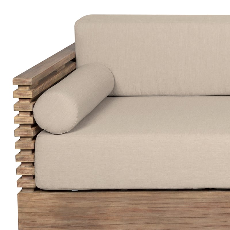 Vivid Eucalyptus Solid Wood All Weather Outdoor 3 Seater Patio Sofa with Olefin Cushions