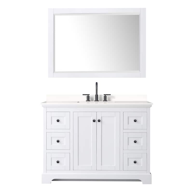 Avery 48-inch Single Vanity, Quartz Top, 46-inch Mirror