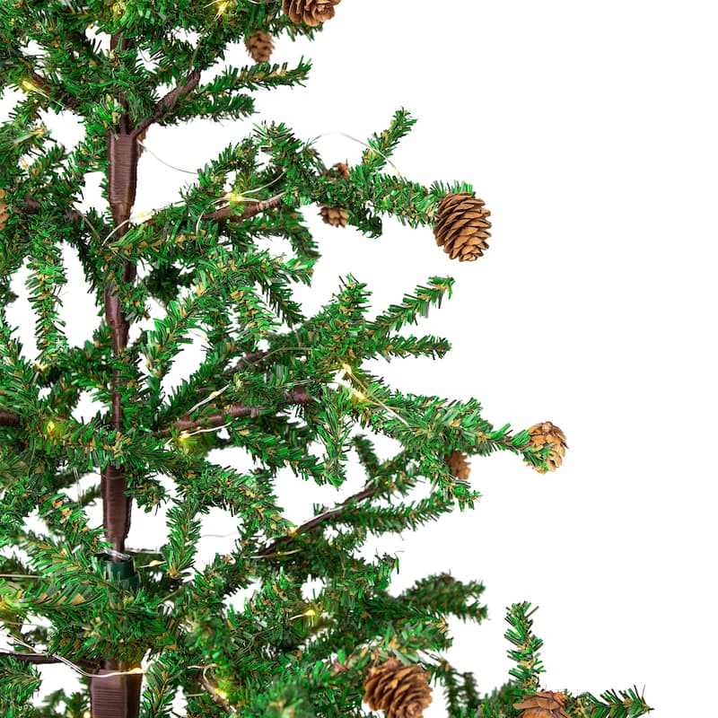 Pre-lit Christmas Tree with Pinecones and Burlap Base - 4' - Clear Lights - 4 Foot