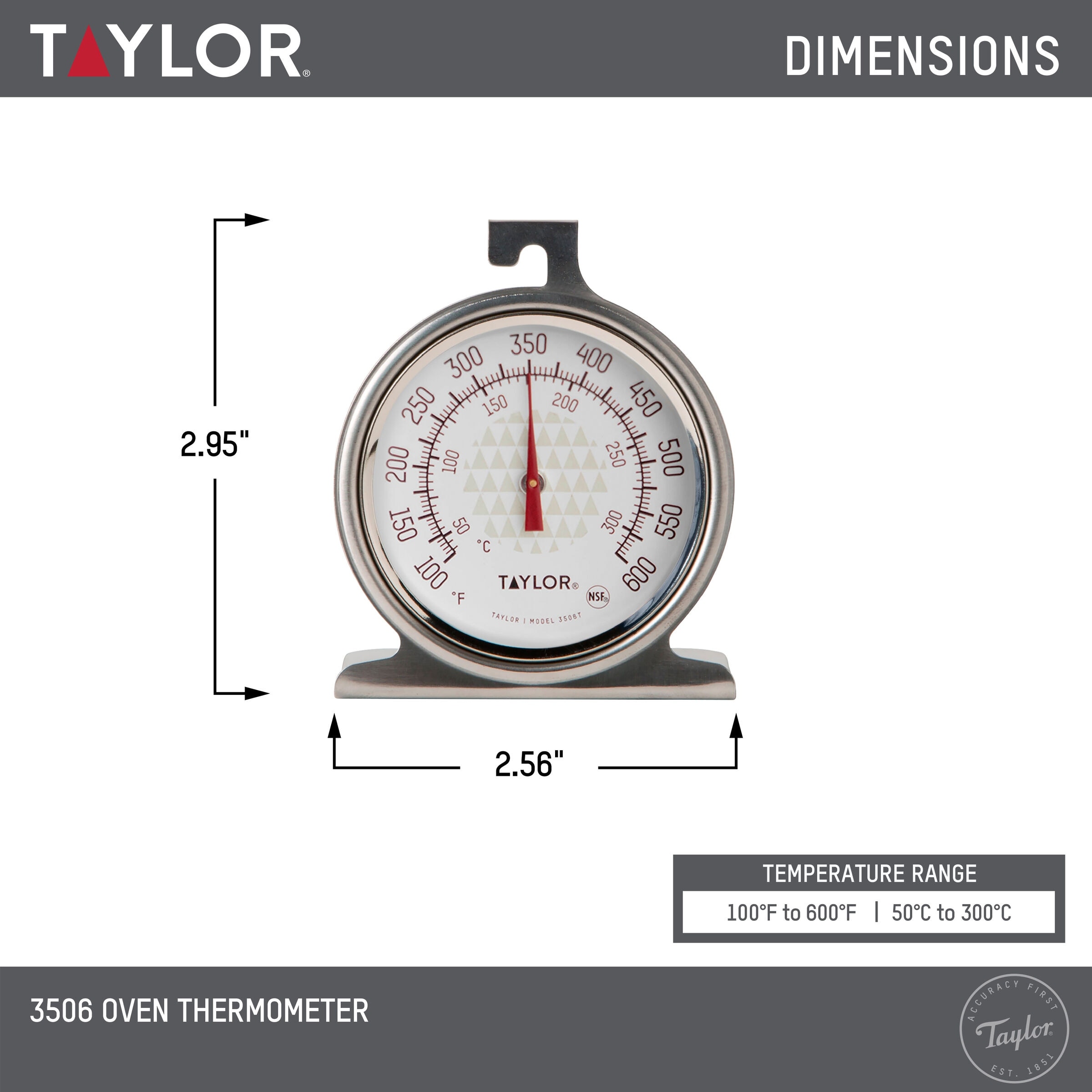 Taylor Taylor Large 2.5 Inch Dial Kitchen Cooking Oven Thermometer