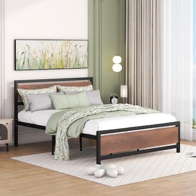 Platform Bed Frame with Headboard and Footboard