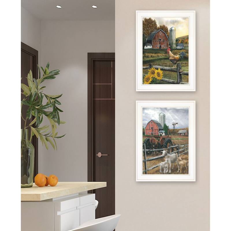 2-Piece Framed Wall Art Set - Farm Life, White Frame