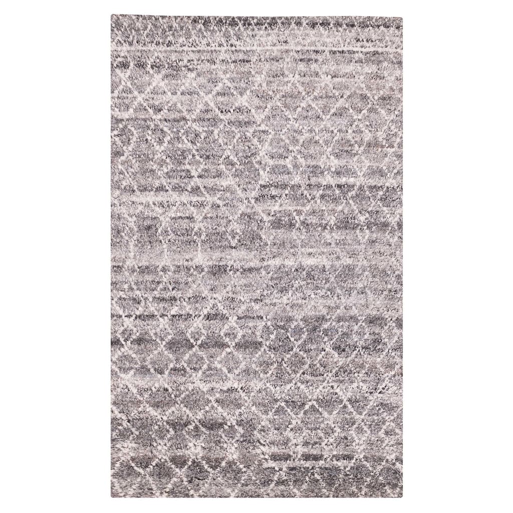 ECARPETGALLERY Hand-knotted Tangier Dark Grey Wool Rug - 5'0 x 8'2