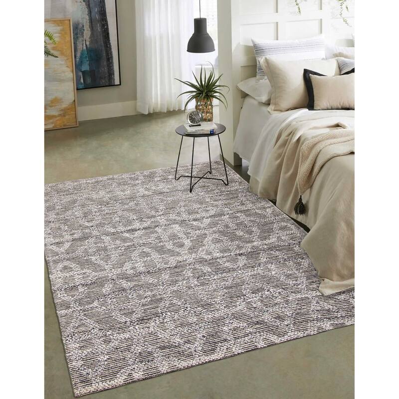 ECARPETGALLERY Braid weave Sienna Grey Wool Rug - 5'2 x 7'3