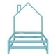 preview thumbnail 18 of 52, Twin Size Montessori Floor Bed with Fences, Modern Twin Kids Bed with House-shaped Headboard, Wood Twin Bed Frame for Girls,Boys