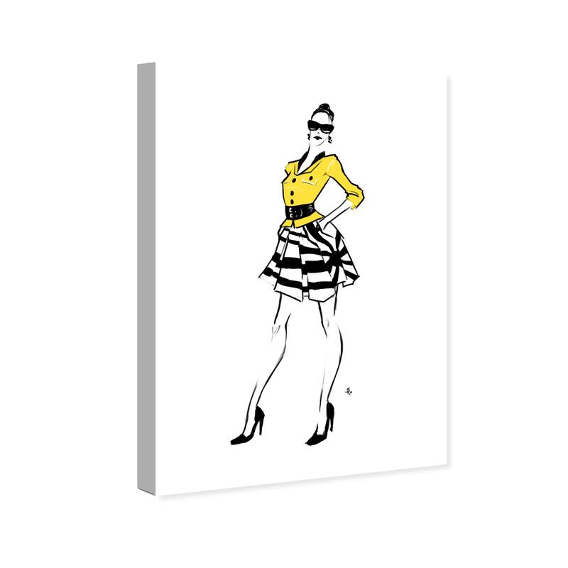 Wynwood Studio Canvas Fashion and Glam Fashion Runway 3 Black and Pastel Yellow Glam Wall Art Canvas Print