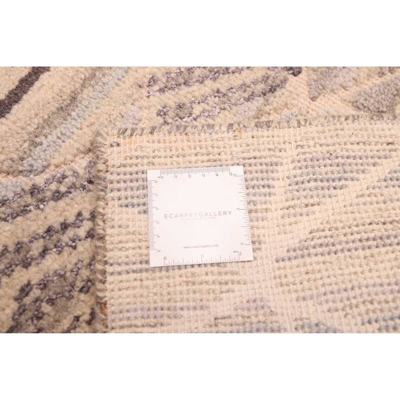 ECARPETGALLERY Hand-knotted Tangier Beige, Grey Viscose, Wool Rug - 5'4 x 7'5