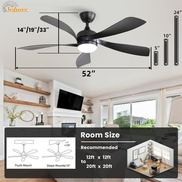 dimension image slide 2 of 18, Modern Ceiling Fan With Light Smart Life APP Remote Control Timer For Alexa Google Bedroom Farmhouse