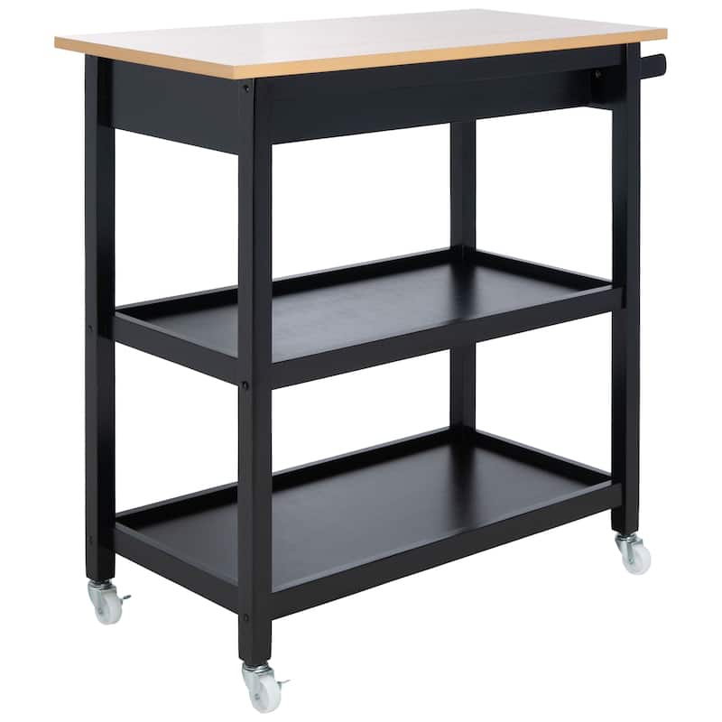 SAFAVIEH Cohyn 1-Drawer 2-Shelf Kitchen Bar Cart with Wheels - 39" W x 17.7" L x 36.2" H