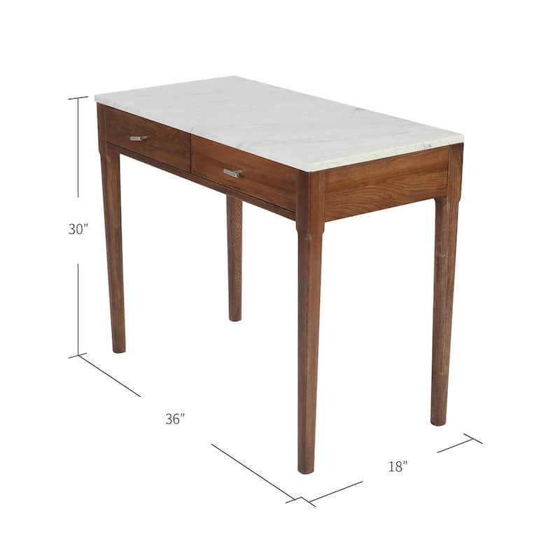 Meno 36" Rectangular Italian Carrara White Marble Console Table with Legs