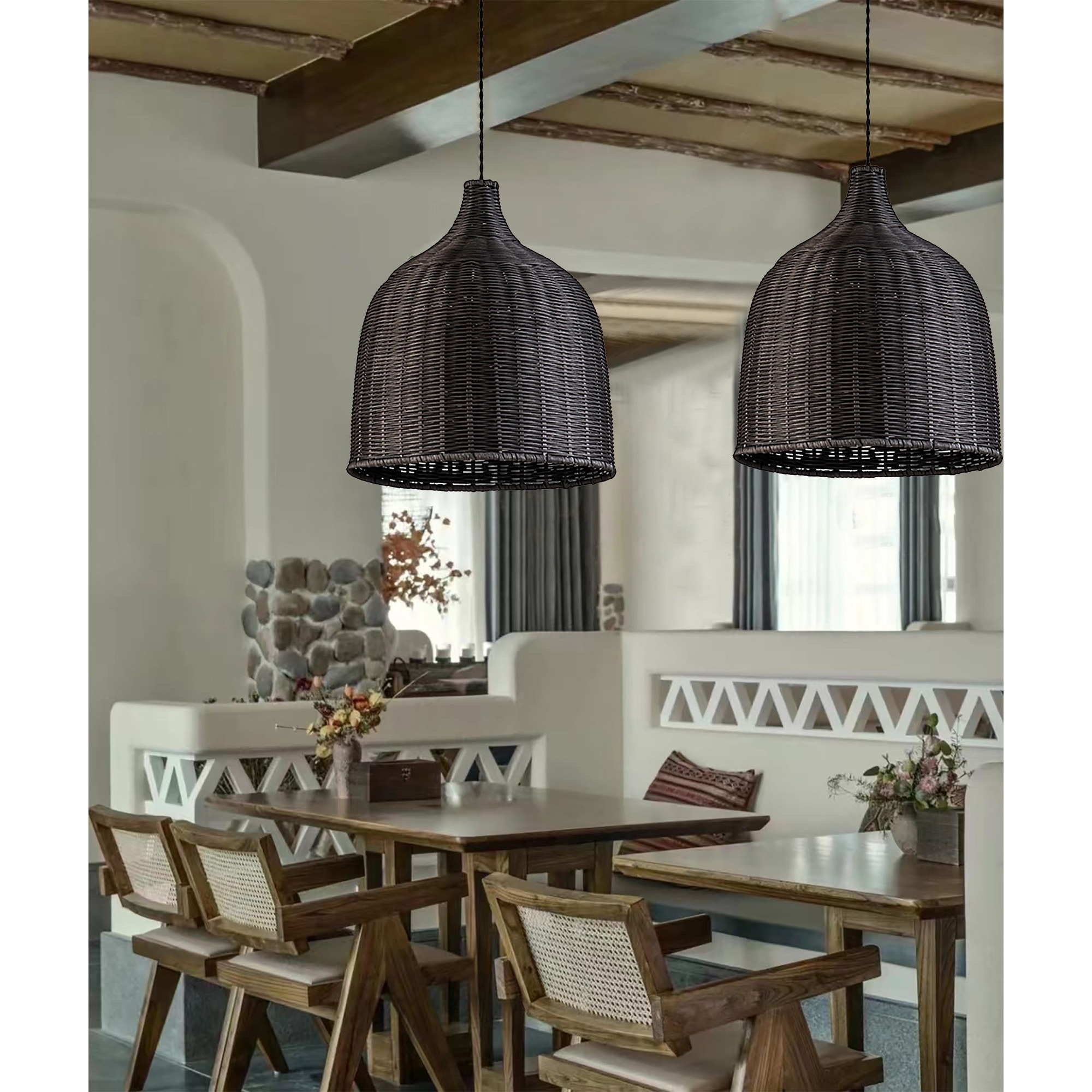 Grey wicker pendant light cheap