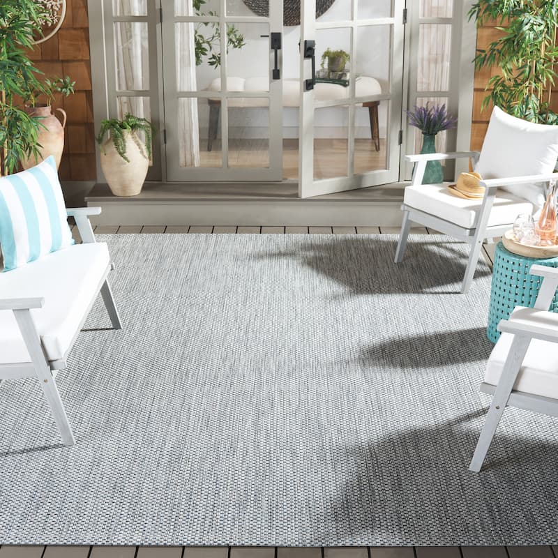 SAFAVIEH Courtyard Begajeta Indoor/Outdoor Waterproof Patio Backyard Rug. - 8' x 10' - Grey/Navy