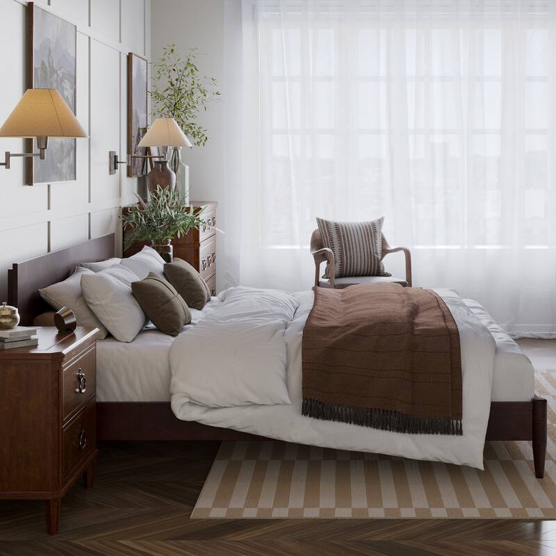 Aria Solid Wood Modern Low Profile Platform Bed