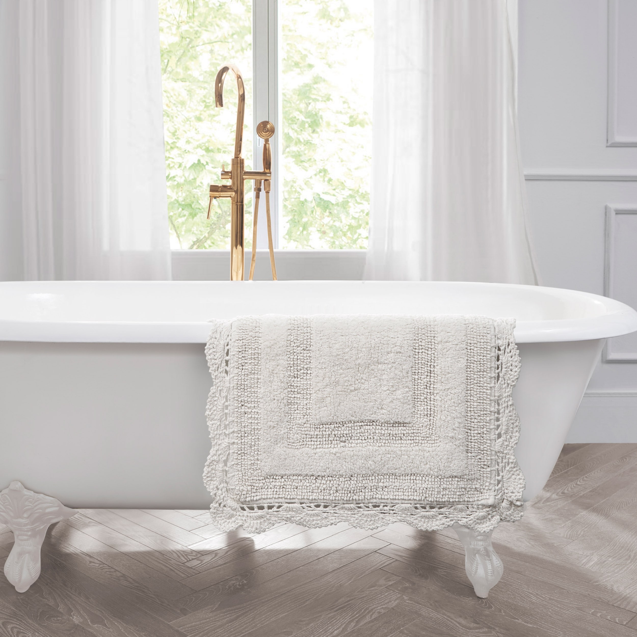Laura Ashley Reversible Cotton Crochet Bath Rug - On Sale