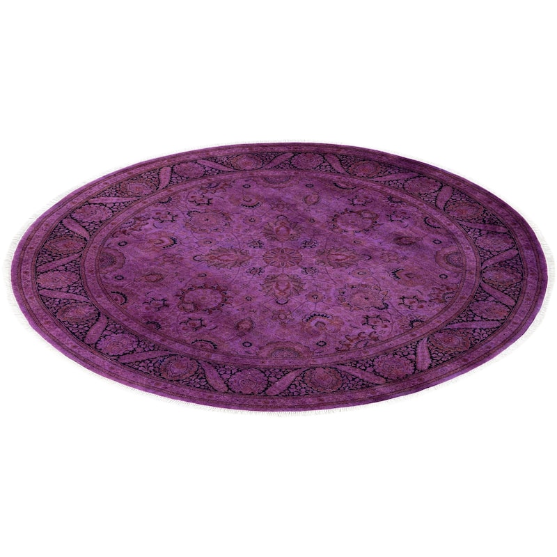 Overdyed One-of-a-Kind Hand-Knotted Area Rug - Purple - 7' 1" x 7' 1"