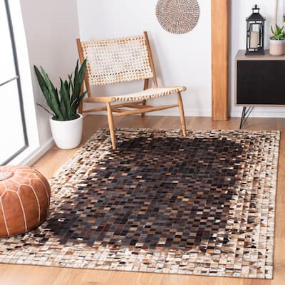 SAFAVIEH Handmade Studio Leather Velinka Natural Hide Leather Rug