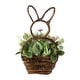preview thumbnail 19 of 36, Glitzhome Easter Bunny Shaped Wreath with Eggs Satin Ribbon Bow Basket