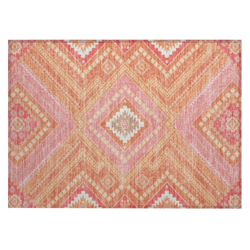 Machine Washable Indoor/ Outdoor Global Boho Chantille Rug