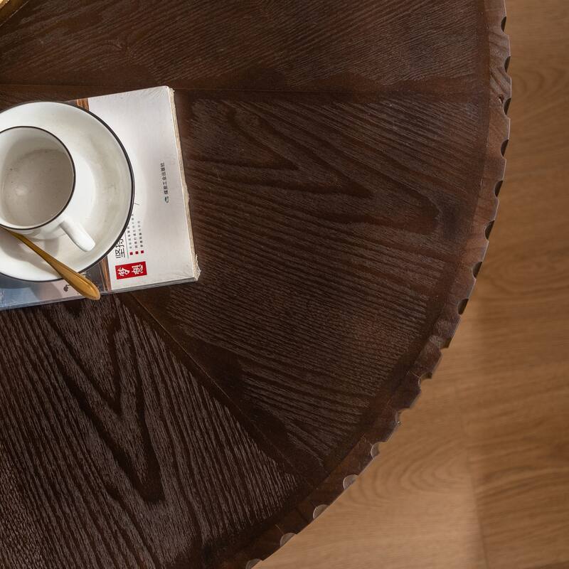 35.4-Inch Round Coffee Table for Living Room, Center Cocktail Table with Sturdy Wooden Legs for Home Decor