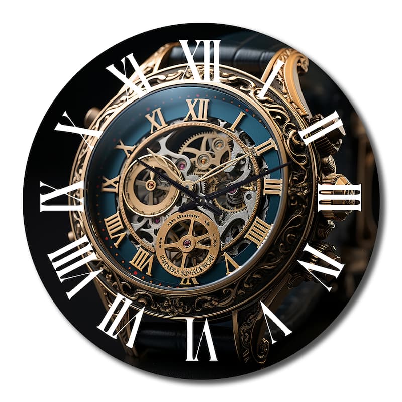 Designart "Luxury Watch Diamond Dusk V" Fashion Oversized Wall Clock