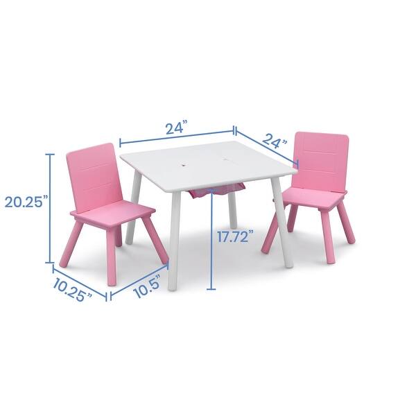 dimension image slide 0 of 2, Kids Table and Chair Set with Storage (2 Chairs Included)