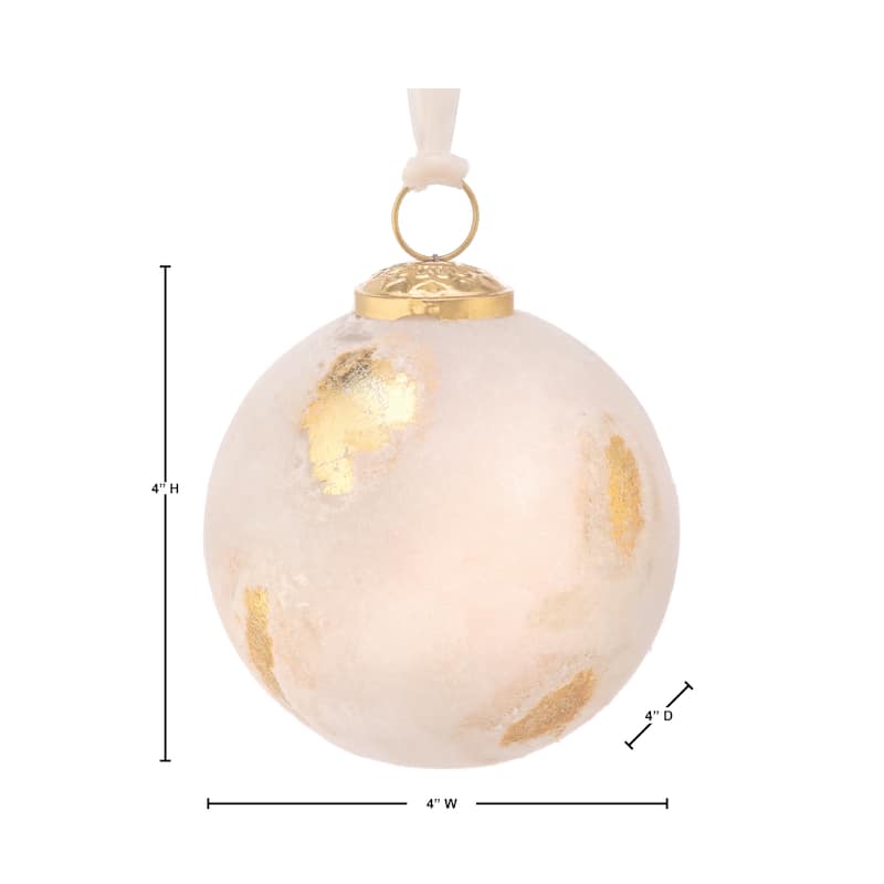 4" Glass Ball Ornament With Velvet Overlay Set of 4