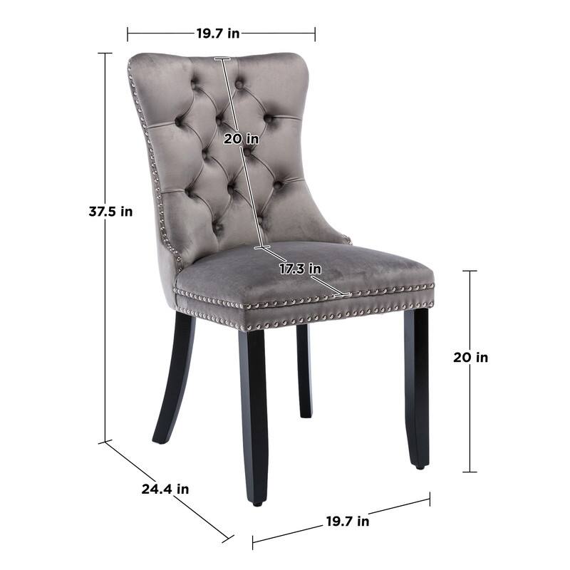Solid Wood Velvet Upholstered Dining Chair Set of 4