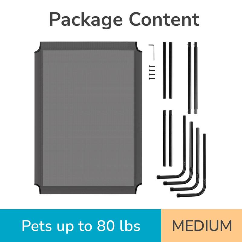 Grey Large Elevated Dog Bed with Powder Coated Steel Frame Perfect for Indoor and Outdoor