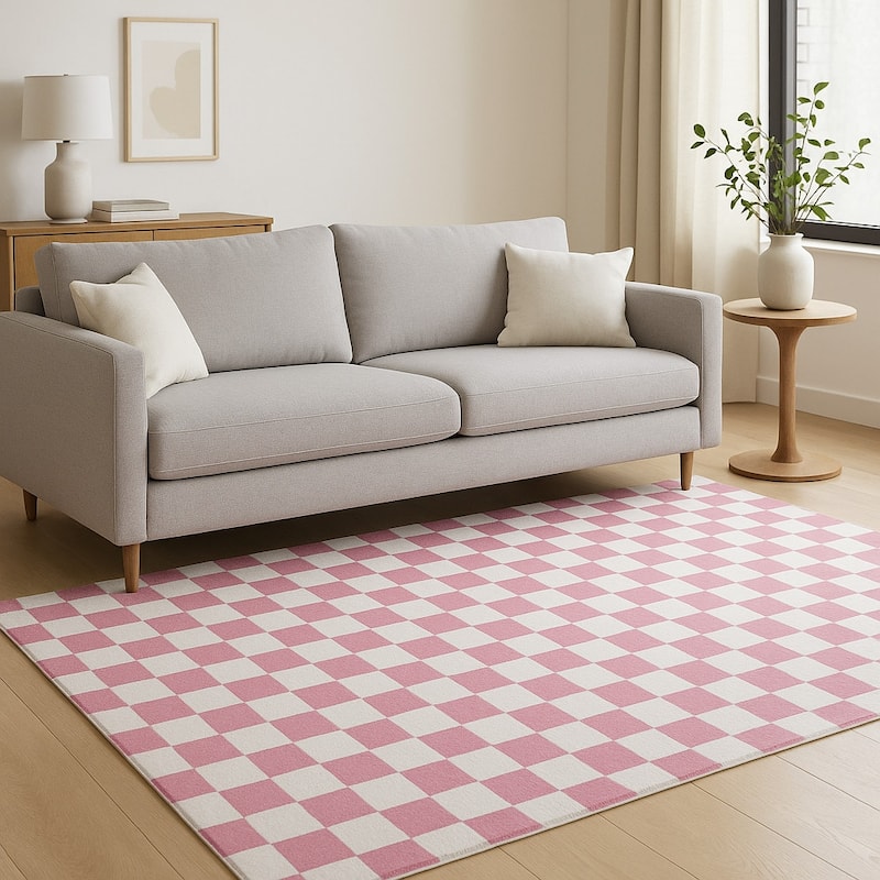 HomeRoots Checkered Modern Rectangle Area Rug - 96 in. x 60 in. x 0.4 in. - 96 in. x 60 in.  x 0.4 in.