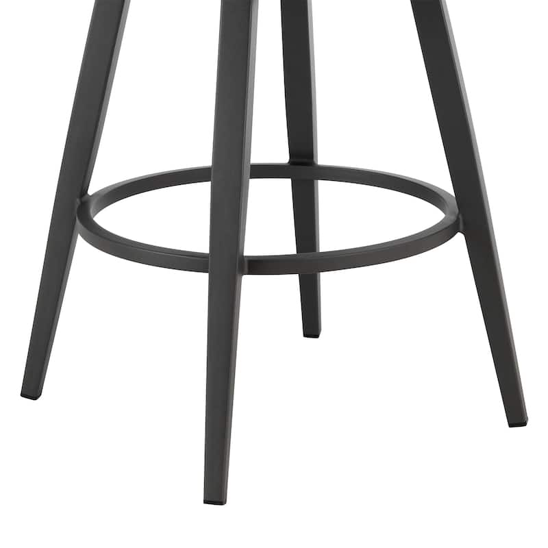 Zella Outdoor Patio Swivel Counter Stool in Aluminum with Rope and Cushions