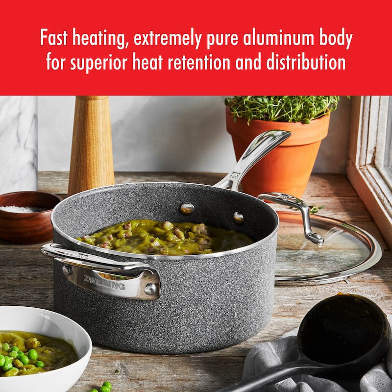 ZWILLING Vitale Aluminum Nonstick Saucepan with Lid - Gray