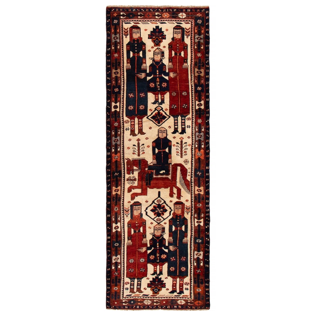 ECARPETGALLERY Hand-knotted Melis Vintage Cream, Red Wool Rug - 4'0 x 12'0