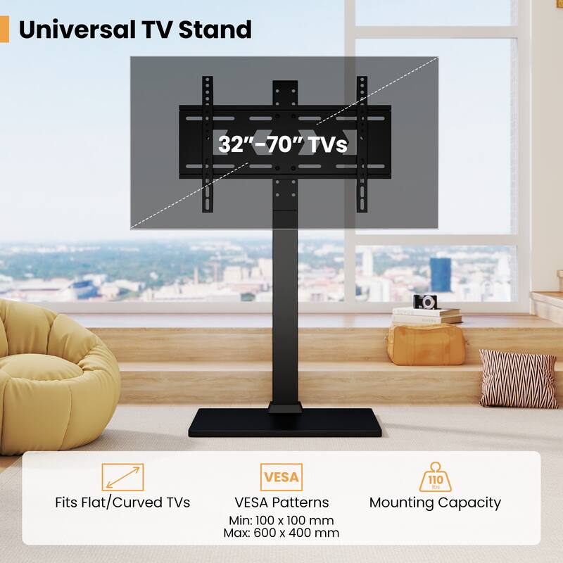 Gymax Floor TV Stand Universal TV Stand for 32-70 Inch TVs up to 110