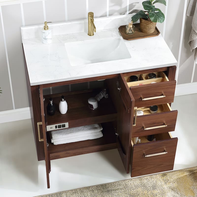 San Single Bath Vanity with Composite Stone Top without Mirror