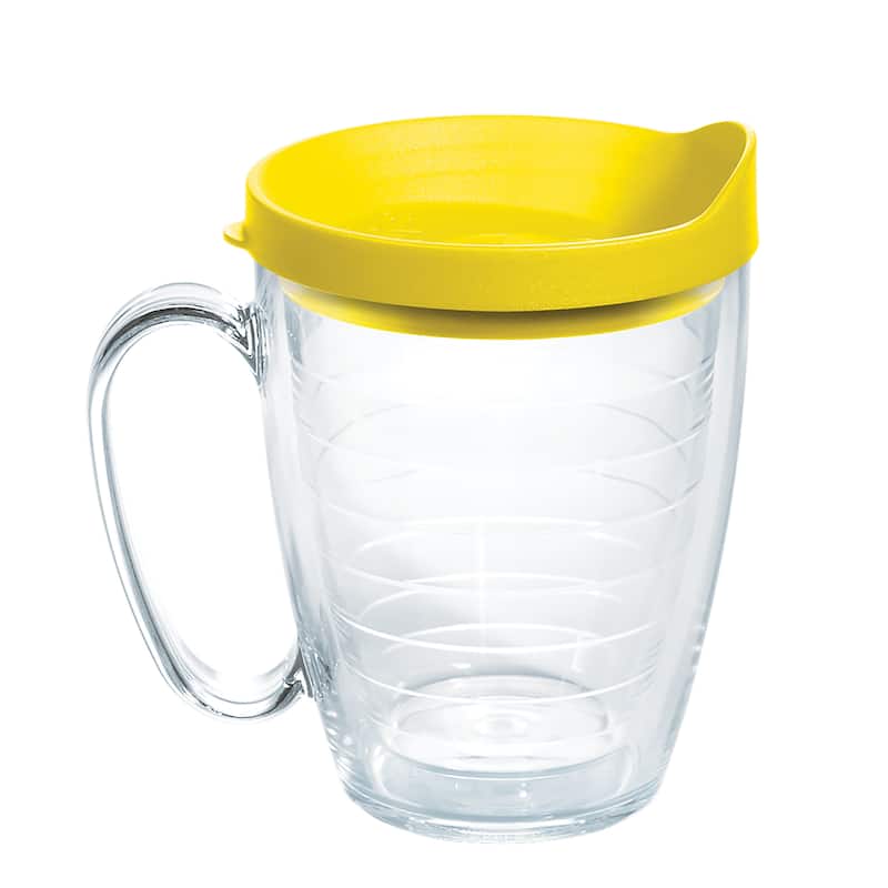 Tervis Clear & Colorful Lidded Made in USA Double Walled Insulated Travel Tumbler, Yellow Lid - 16oz Mug - 16oz Mug