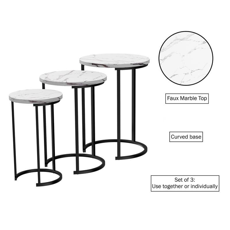 Lavish Home Round Living Room End Tables Nesting Tables, Set of 3