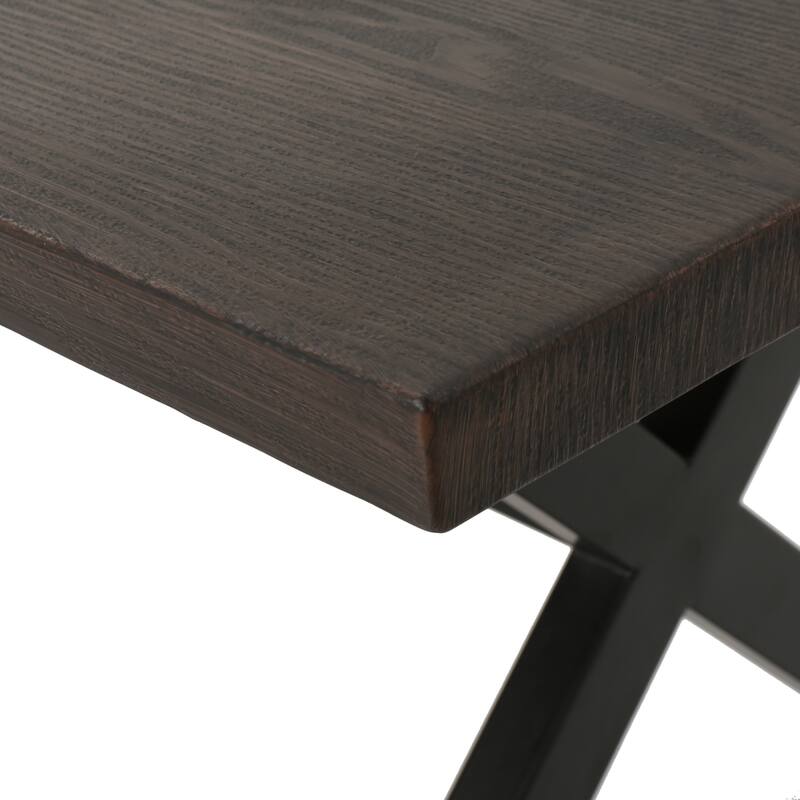 Roomfitters Rolando Outdoor Aluminum Dining Table with Steel X-Brace Frame, Industrial Modern