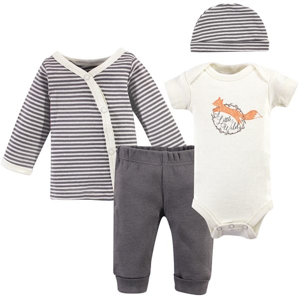 slide 1 of 1, Touched by Nature Baby Boy Organic Cotton Preemie Layette 4pc Set, Fox, Preemie - Fox Preemie - Fox
