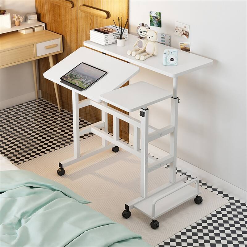 Small Mobile Liftable Standing Desk, Portable Rolling Desk Small Computer Desk, Adjustable Height Mobile Stand Up Desk