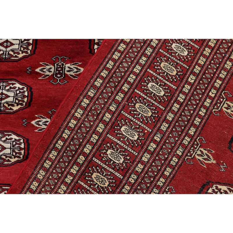 Rustic Bokhara McBride Red/Gray Hand Knotted Wool Rug - 6'2'' x 9'1''