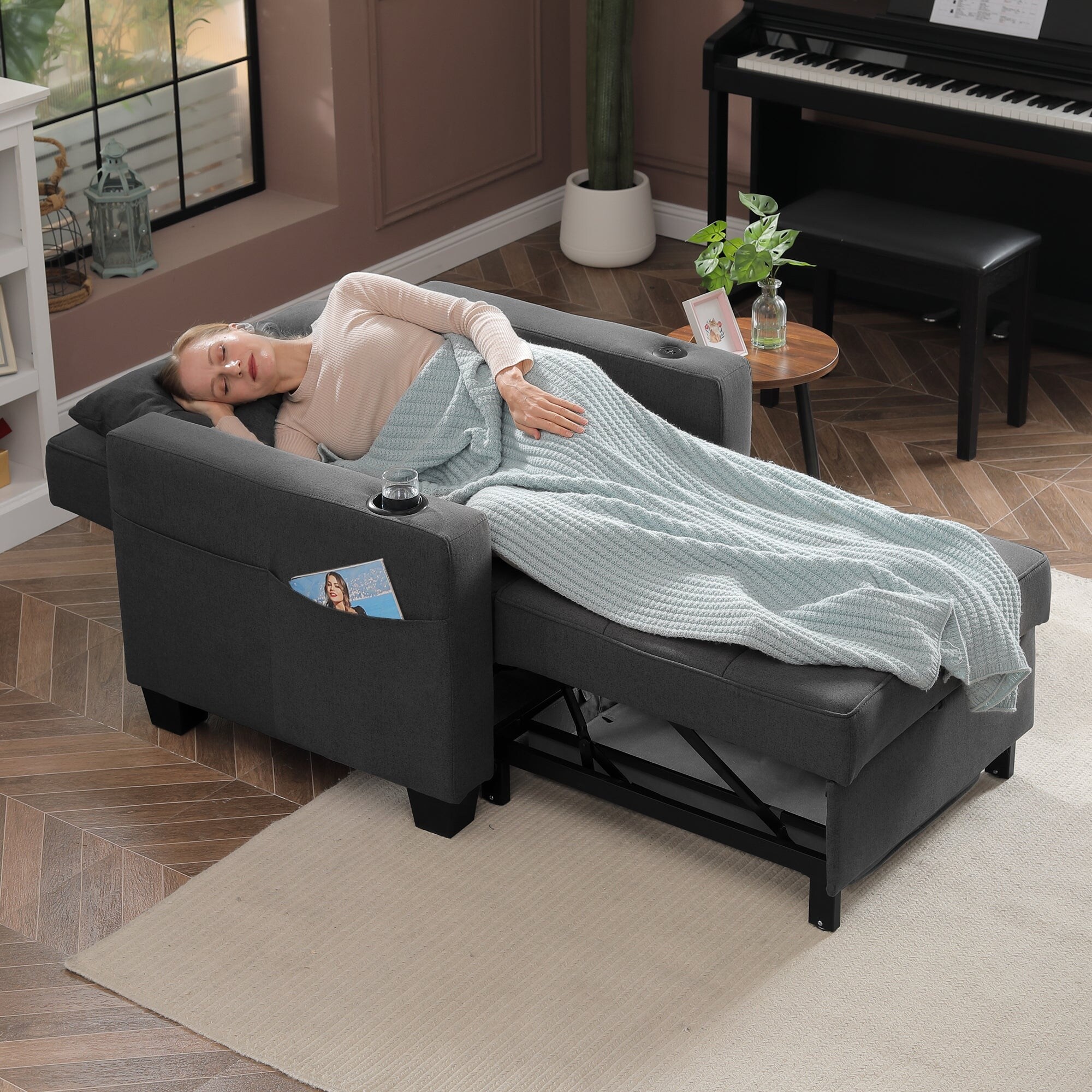 Full size sales convertible chair bed