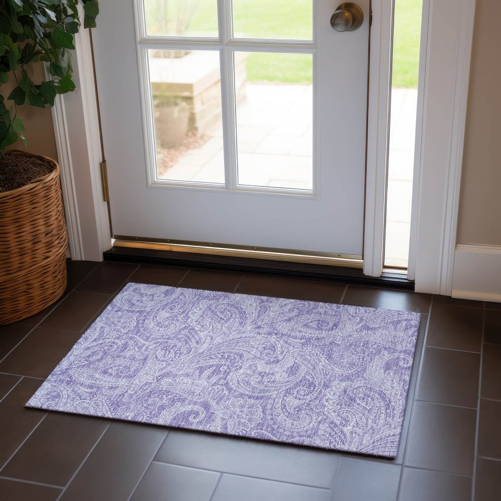 Machine Washable Indoor/ Outdoor Chantille Paisley Traditional Rug