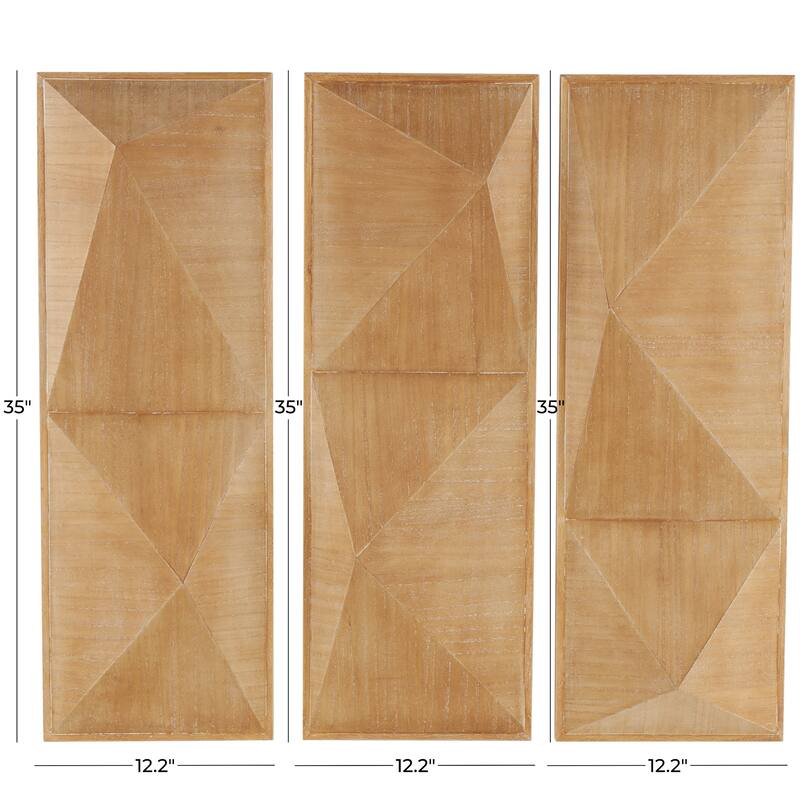 Wood Geometric 3D Home Wall Decor - Set of 3 Brown - Roche River Decor