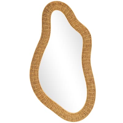Seagrass Abstract Handmade Woven Oval Room Wall Mirror - Brown - Roche River Decor