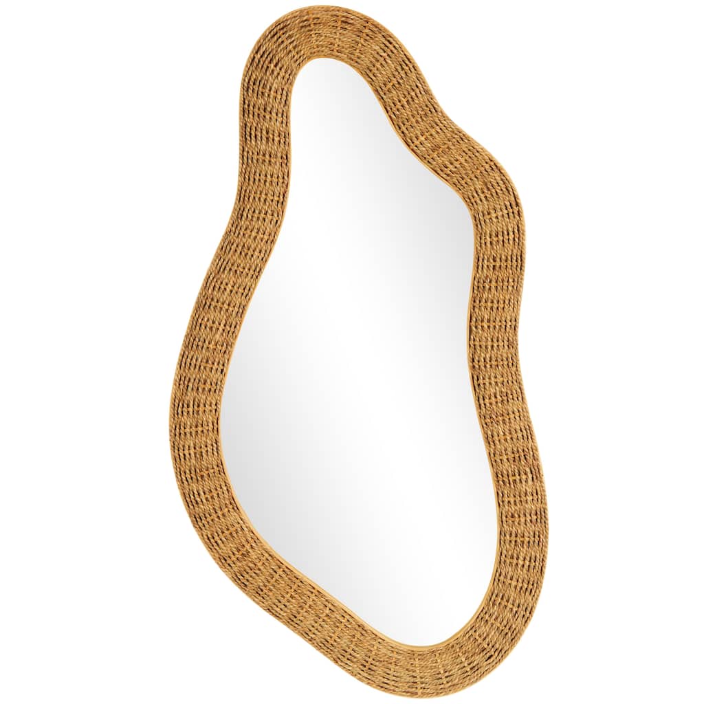 Seagrass Abstract Handmade Woven Oval Room Wall Mirror - Brown - Roche River Decor