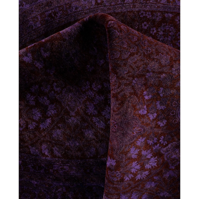 Overdyed One-of-a-Kind Hand-Knotted Round Area Rug - Purple - 6' 1" x 6' 1"