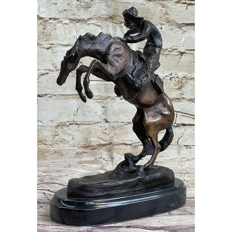 Wooly Chaps Frederic Remington Bronze Desktop Statue Sculpture Western 10 Inches X 11 Inches