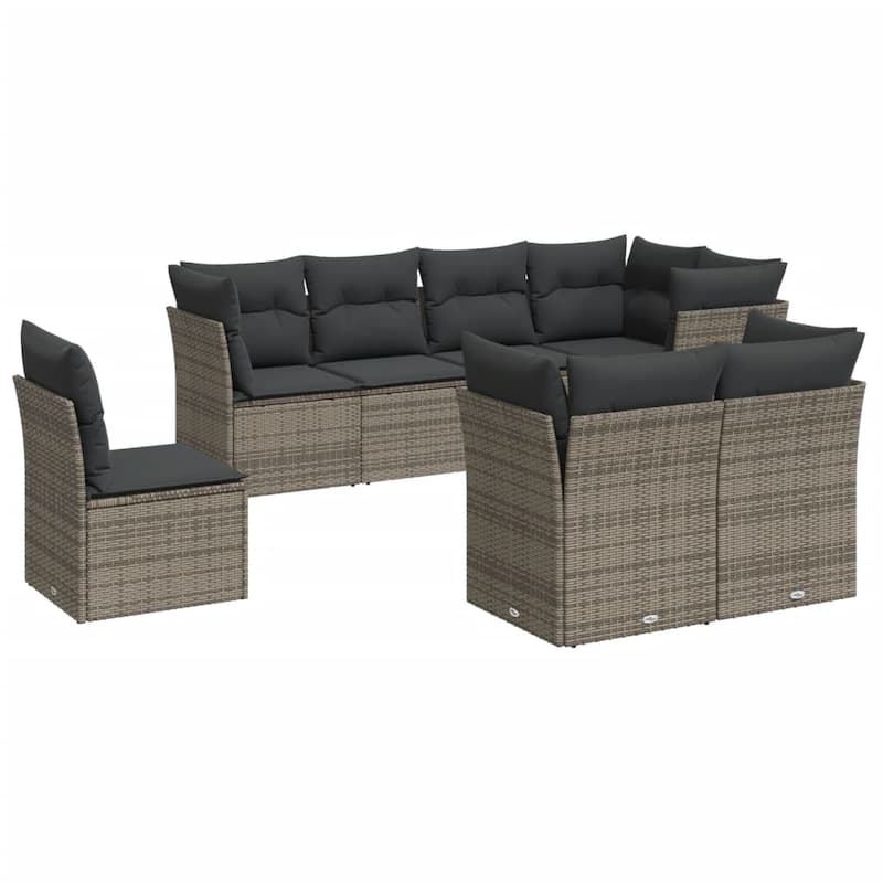 vidaXL Garden Sofa Set Grey Poly Rattan Large Modular Garden Sofa Set - 24.4 x 24.4 x 27.2 in