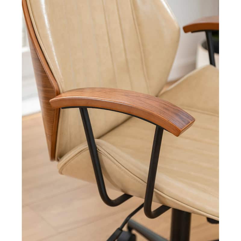 Glitzhome Modern Adjustable Swivel High Back Ergonomic Office Chair with Footrest and Armrest