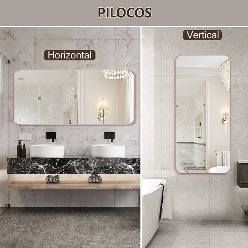 Rectangle Bathroom Mirror for Vanity Wall Mounted Vertical Horizontal Makeup Mirror